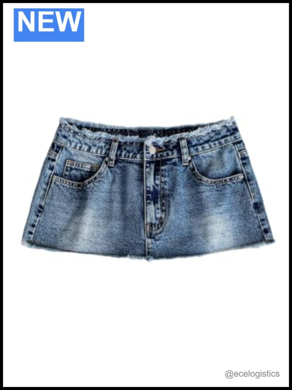 Y2K Denim Micro Mini Skirt Low Rise Raw Trim A-Line Jean Skirt